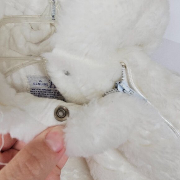 Vtg Baby Bunting Bag Sack Winter Fur Hooded Borg Orlon Pile Fabric One-Piece - Picture 13 of 14